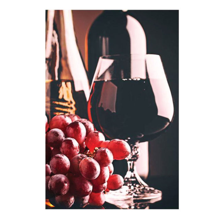 Aluminiumbild mit Rotwein und Trauben italienisches Restaurant Motiv