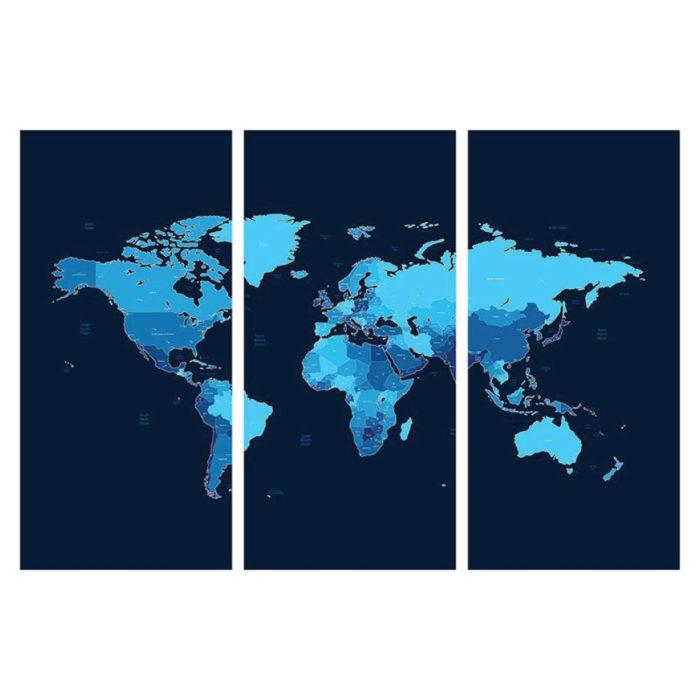 Leinwandbild Weltkarte Motiv 3 teilig Hochformat Bilder