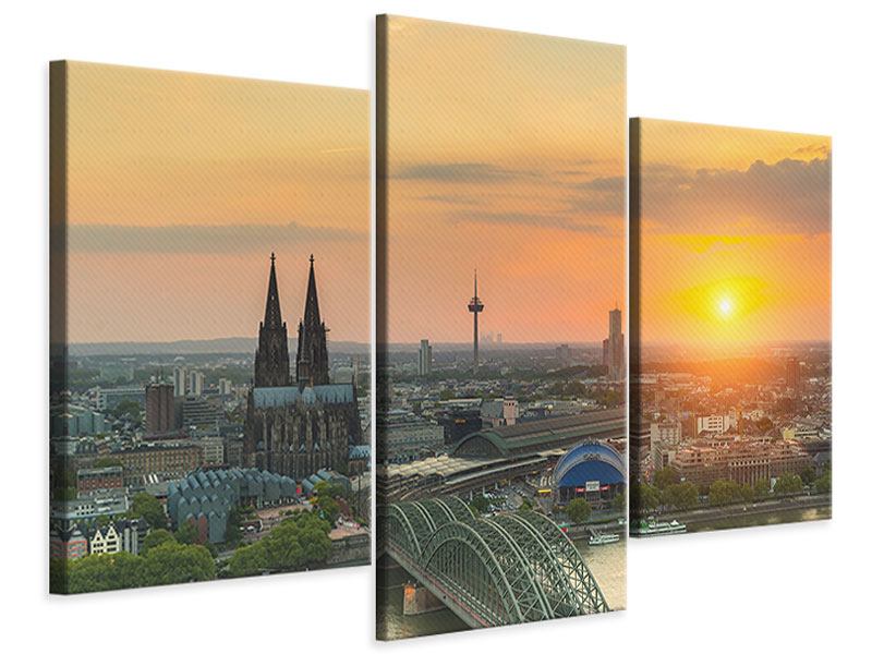 Leinwandbild 3-teilig Köln bei Sonnenuntergang