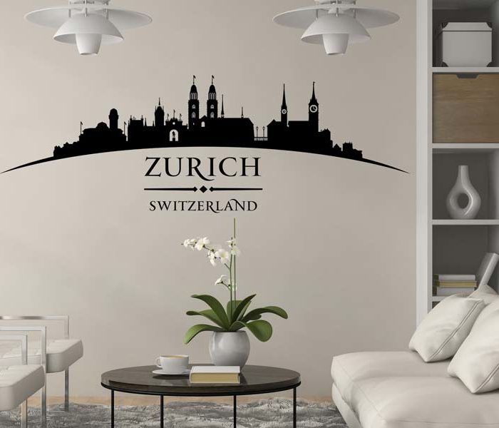 Schönes Wandtattoo Skyline Zürich