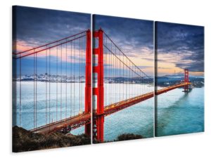 Leinwandbild 3-teilig Der Golden Gate Bridge bei Sonnenuntergang