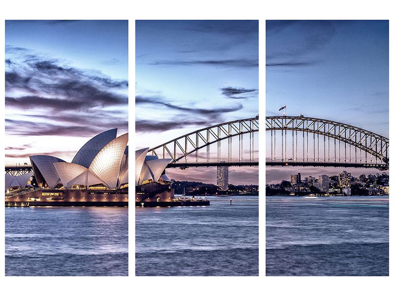 Leinwandbild Blau Skyline Sydney Opera