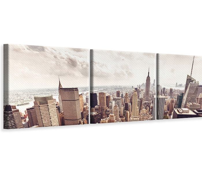 Leinwandbild Grau Manhattan 3-teilig