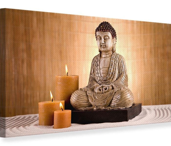 Leinwandbild Buddha Figur in der Meditation querformat