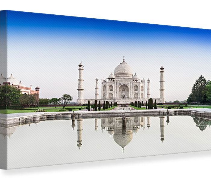 Leinwandbild Hellblau Taj Mahal querformat