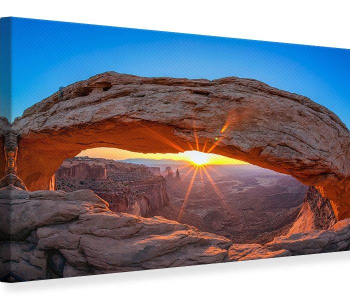 Leinwandbild Panorama Sonnenuntergang am Mesa Arch